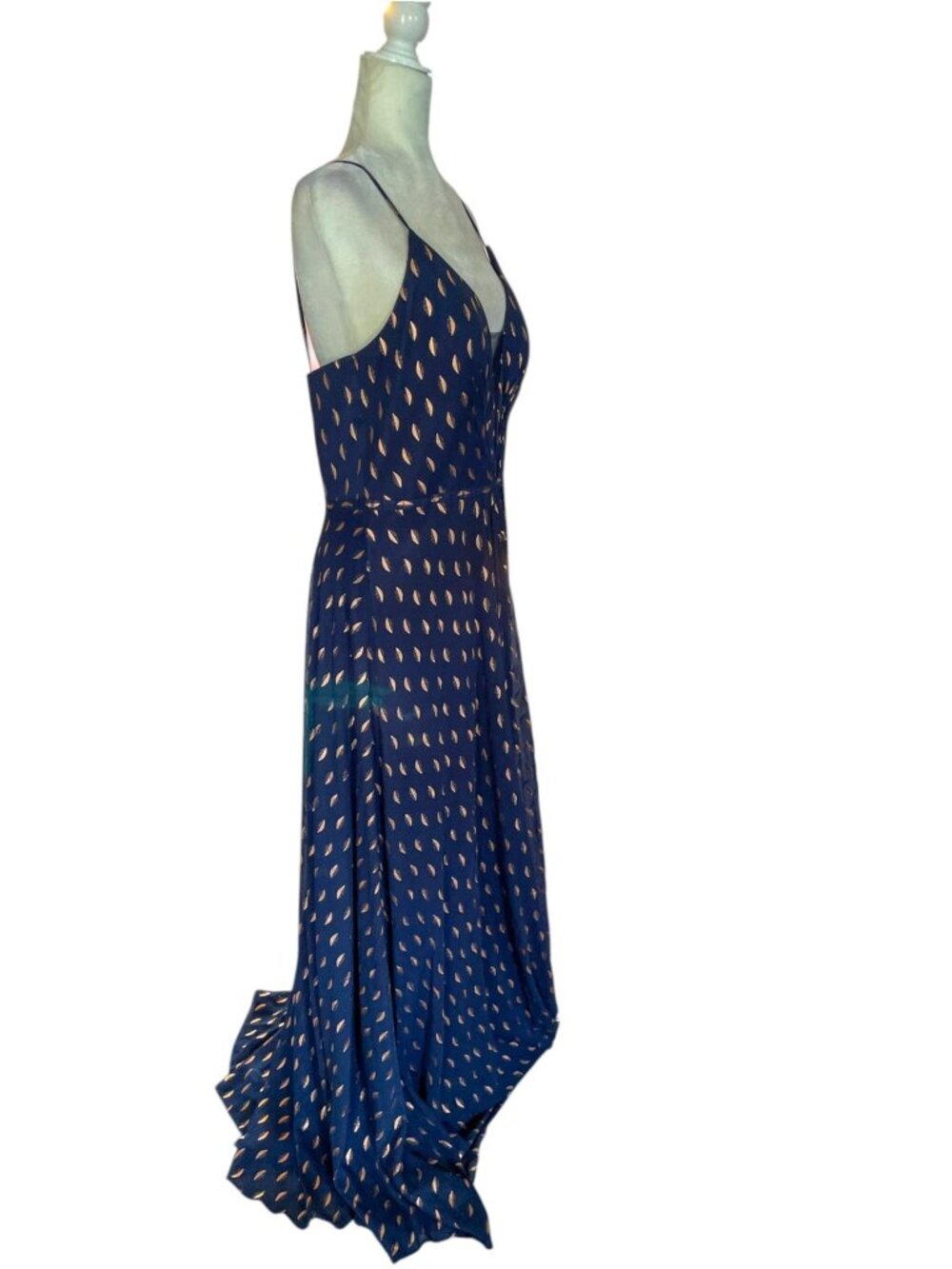 AQUA Formal Celestial Navy & Gold Metallic Foil Maxi Dress SZ 12 Floor Length - Picture 4 of 15
